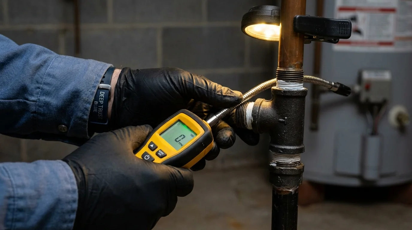Gas leak detection with electronic sniffer by Johns Plumbing LLC in Glendive