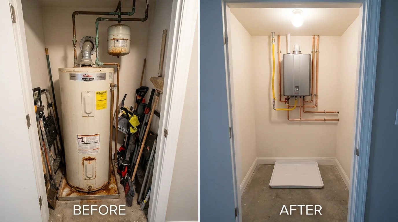 Tank water heater versus wall-mounted tankless unit comparison for Glendive, MT homeowners
